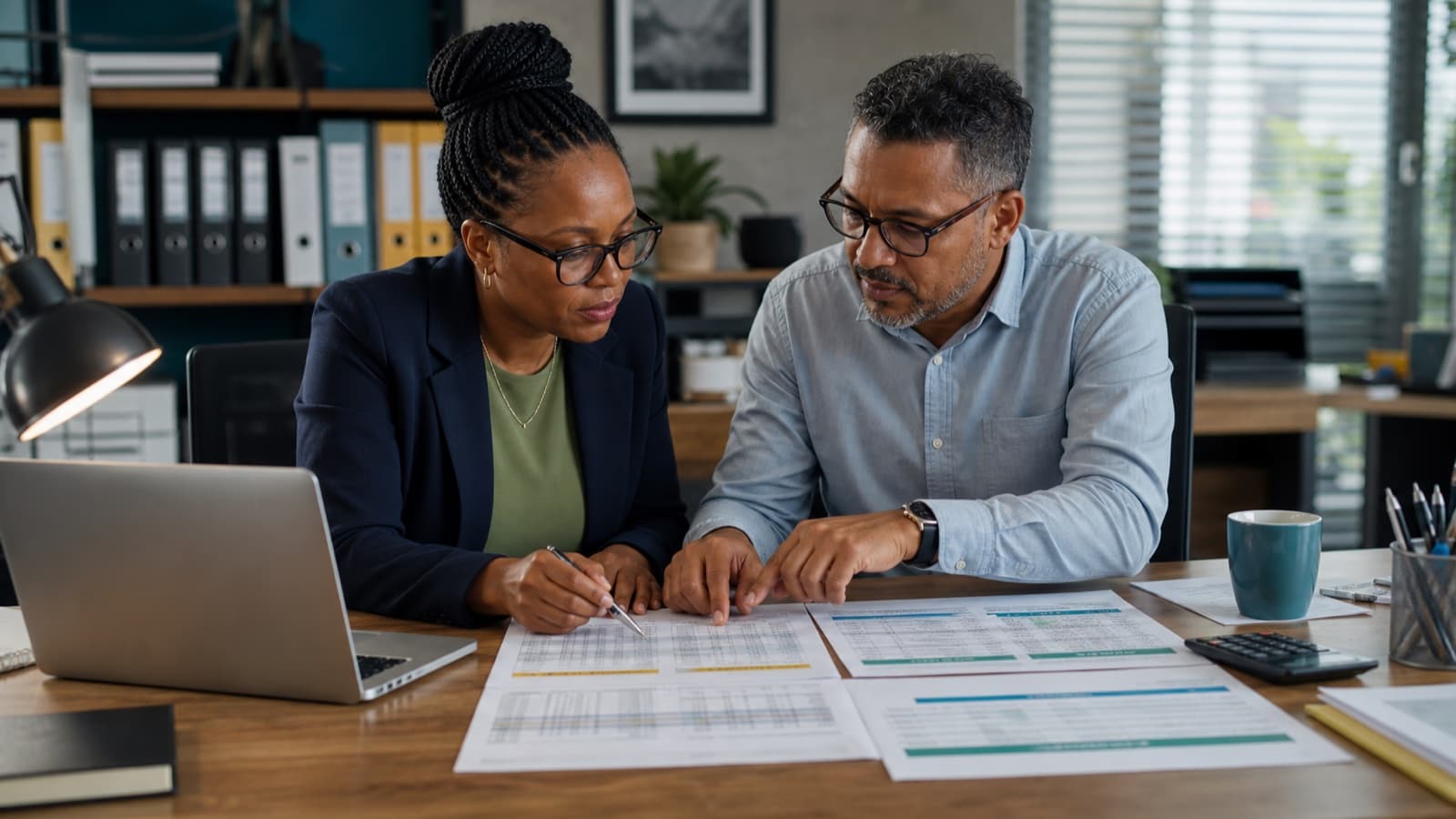 Payroll specialist and accountant reconciling employer records for an EMP501 submission