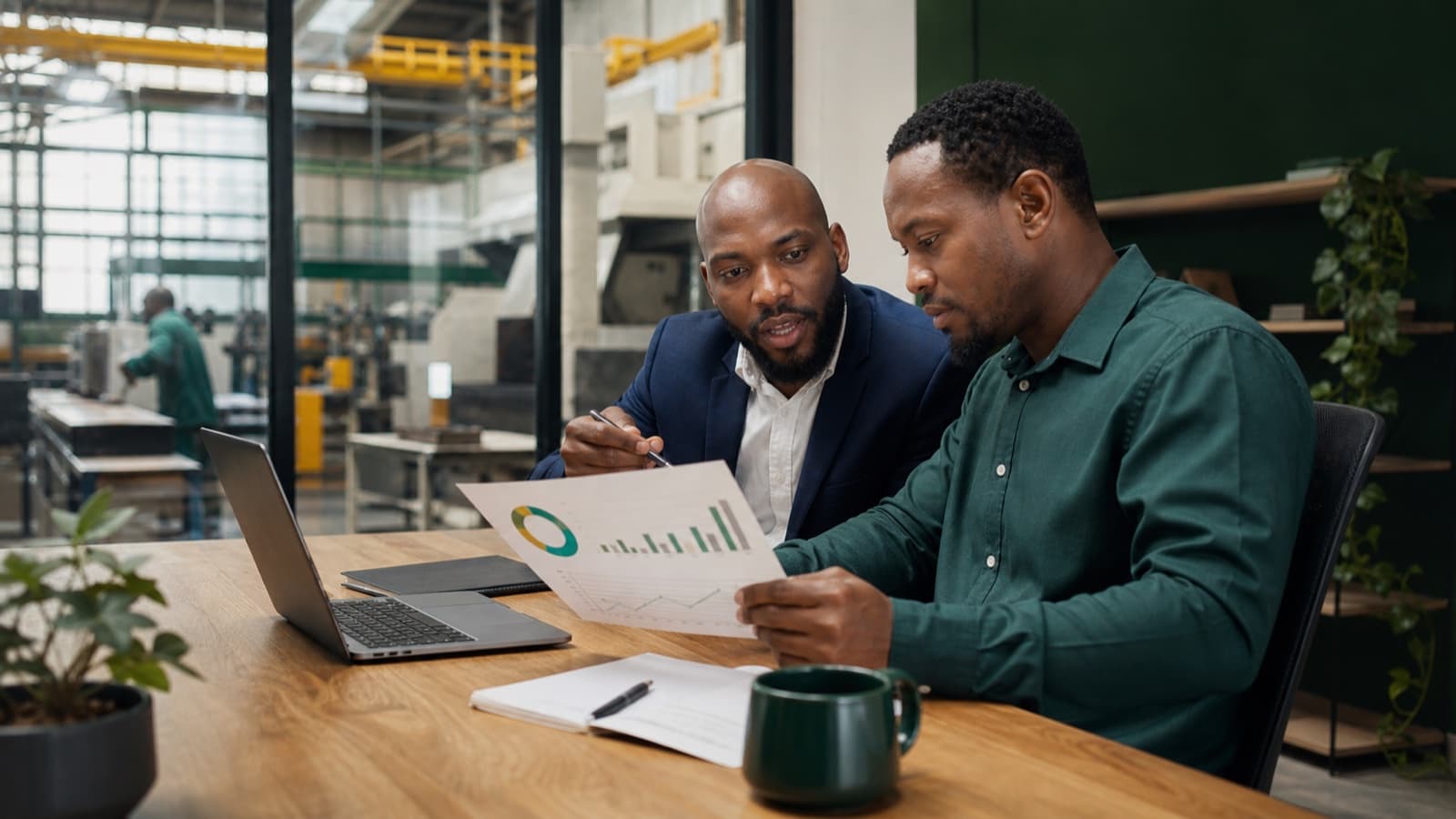 Business owner and accountant connecting management accounts to operations