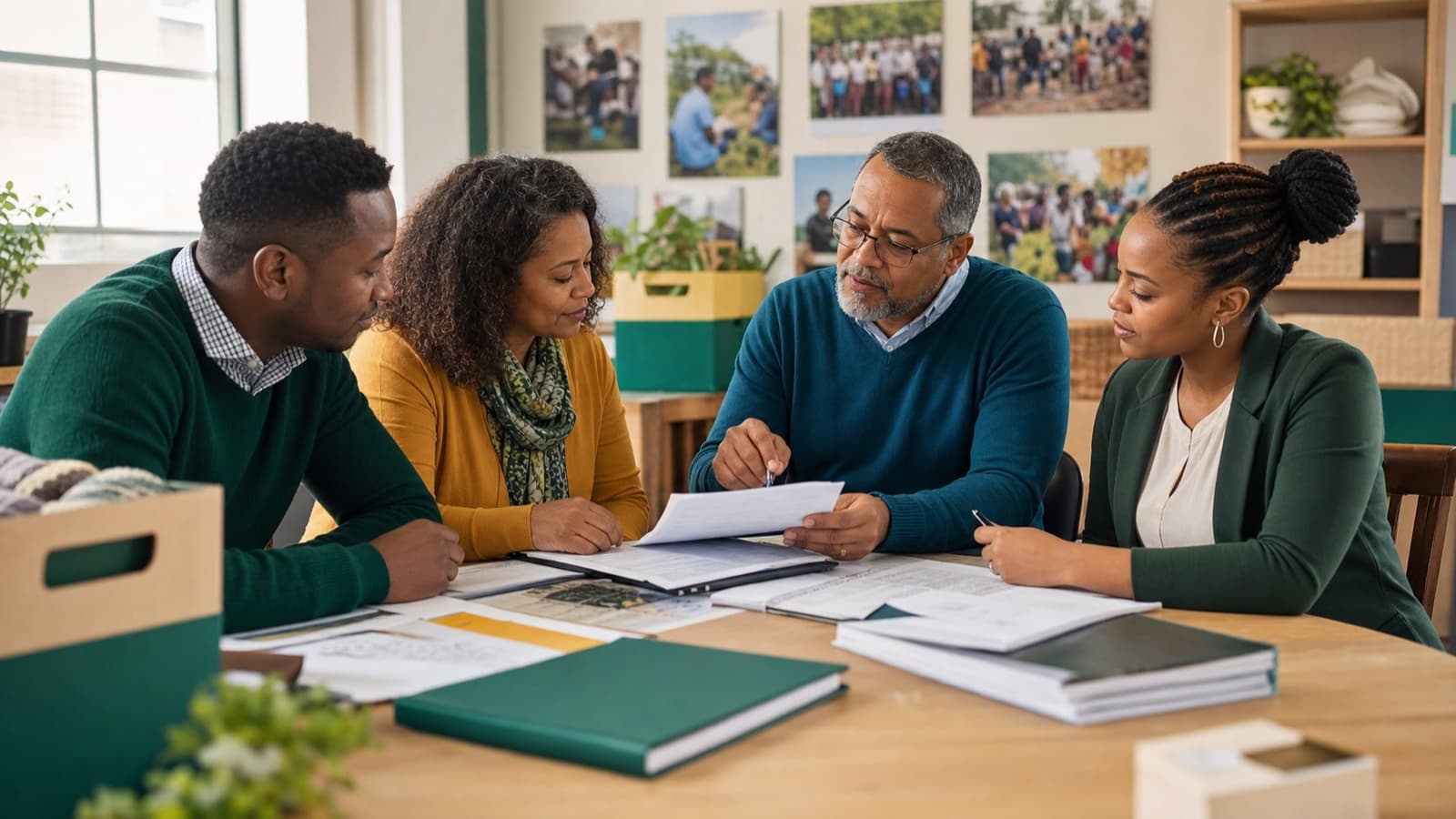 Non-profit board reviewing governance and compliance records with an accountant
